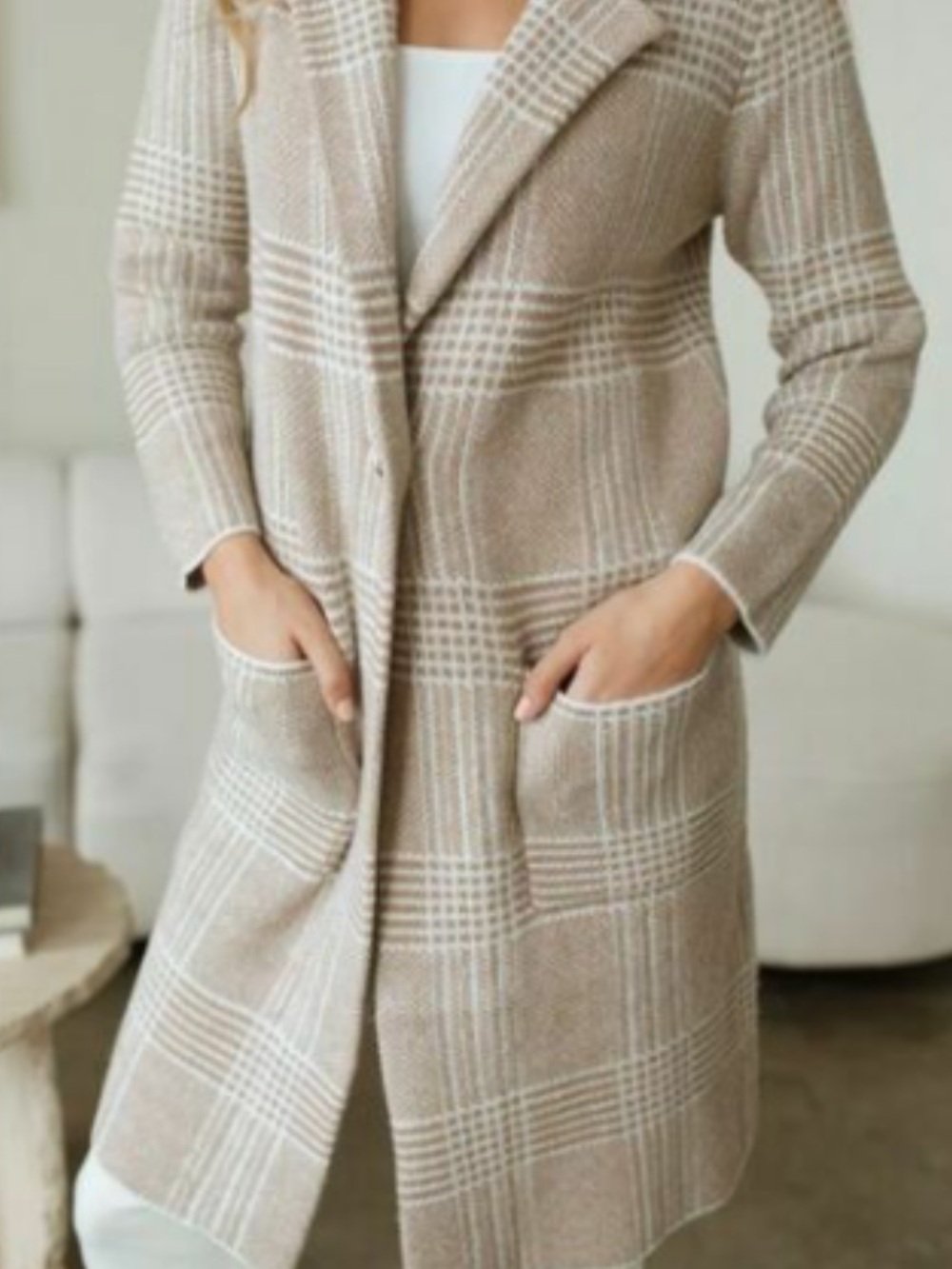 Carly Jean Los Angeles Eleanor Coat Tan Plaid